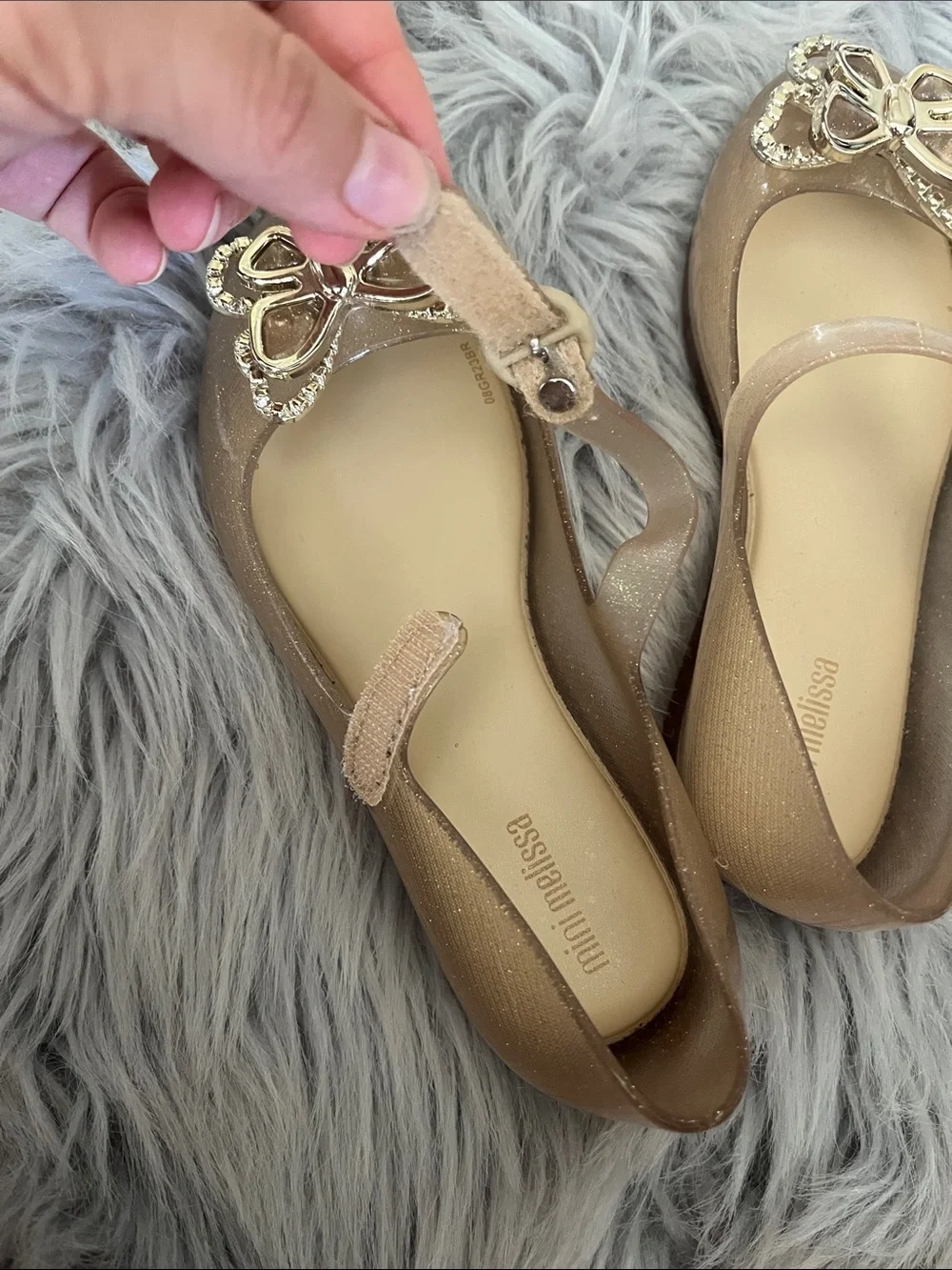 Mini Melissa Sparkling Gold Butterfly Mary Jane Flats